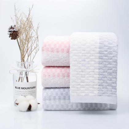 Factory Custom Grid 100% Cotton Jacquard Woven Face Towels