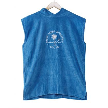Custom 100% cotton blue poncho beach towel for kids